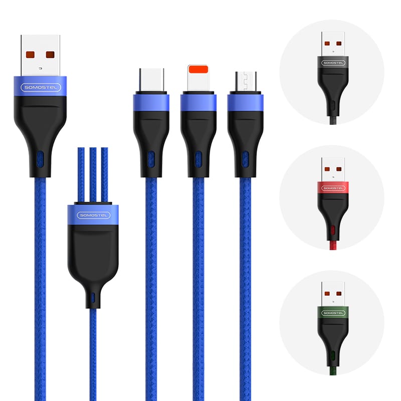 SMS- BW13 Fast Charge Cable 3 in 1 Output 2.1A Nylon Braided Fast Charge Data Cable 4 SMS- BW13 Fast Charge Cable 3 in 1 Output 2.1A Nylon Braided Fast Charge Data Cable - Image 4