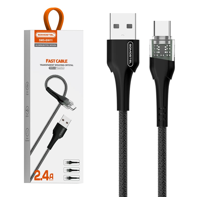 SMS-BW11 2.4A Transparent Mechanical Design Fast Charging USB Data Cable 6 SMS-BW11 2.4A Transparent Mechanical Design Fast Charging USB Data Cable - Image 6