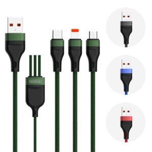 SMS- BW13 3-in-1 Nylon Braided Fast Charging Cable with 2.1A Output