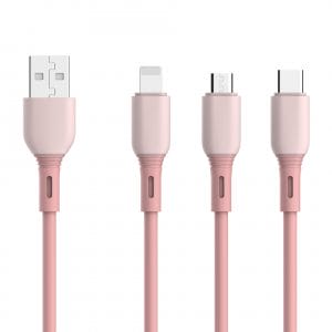 Double color PVC 2.4A fast data charging USB cable for IPH/Type-C/Micro interface