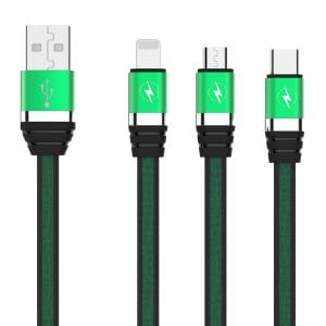 Premium 2A fast-charging flat data cable with metallic fabric