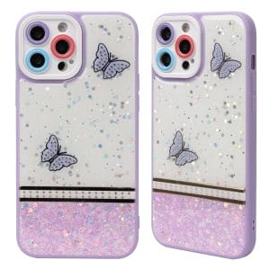 TongYan 2 en 1 Epoxy Mariposa Decoraciones TPU+PC Funda Teléfono