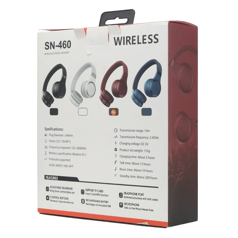 Audífonos Diadema Bluetooth Inalámbricos SN-460
