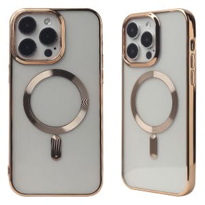 Electrochapado Transparente Big Hole Atracción magnética TPU Phone Case