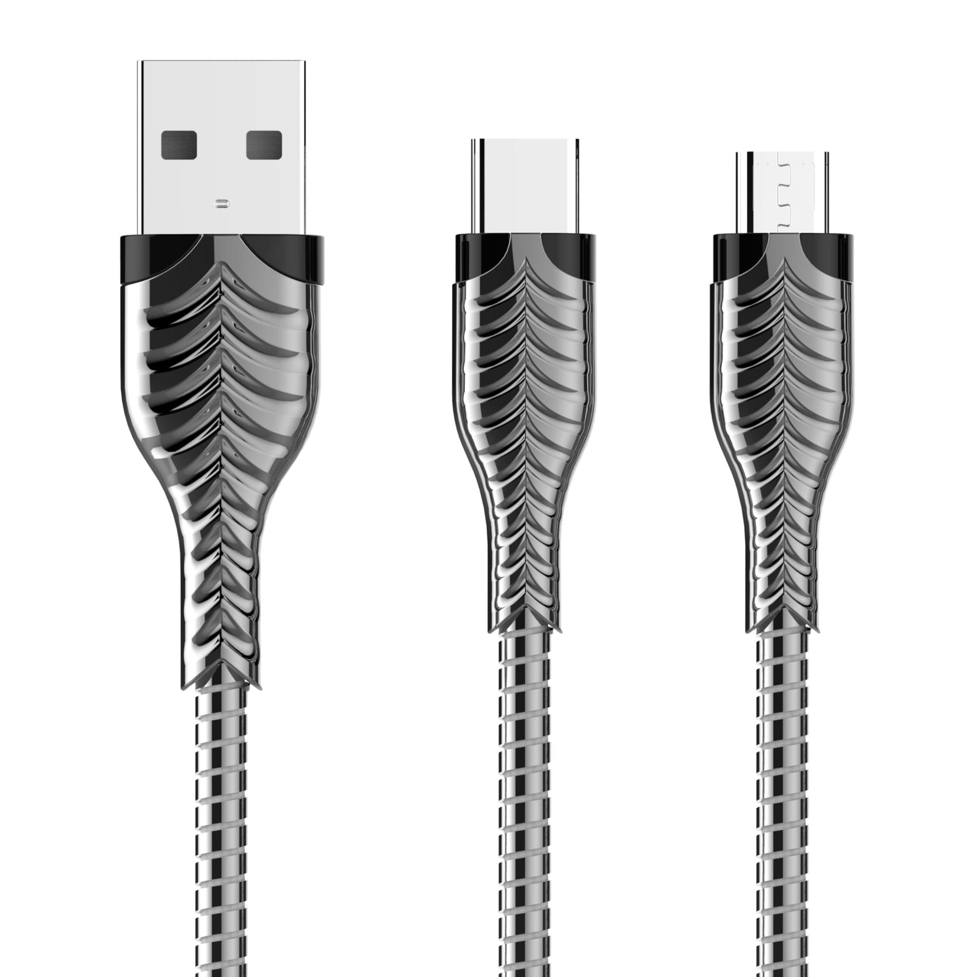 Zinc alloy connector with herringbone pattern Spring-loaded data cable ...