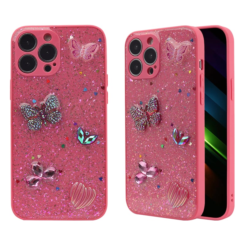 Straight Edge Epoxy Butterfly Butterfly Seashell Decoration TPU+PC Phone Case 2 Straight Edge Epoxy Butterfly Butterfly Seashell Decoration TPU+PC Phone Case - Image 2