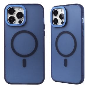 Wholesale price hardware camera lens frame TPU + PC oil injection oil injection 2 in 1 magnetic phone case