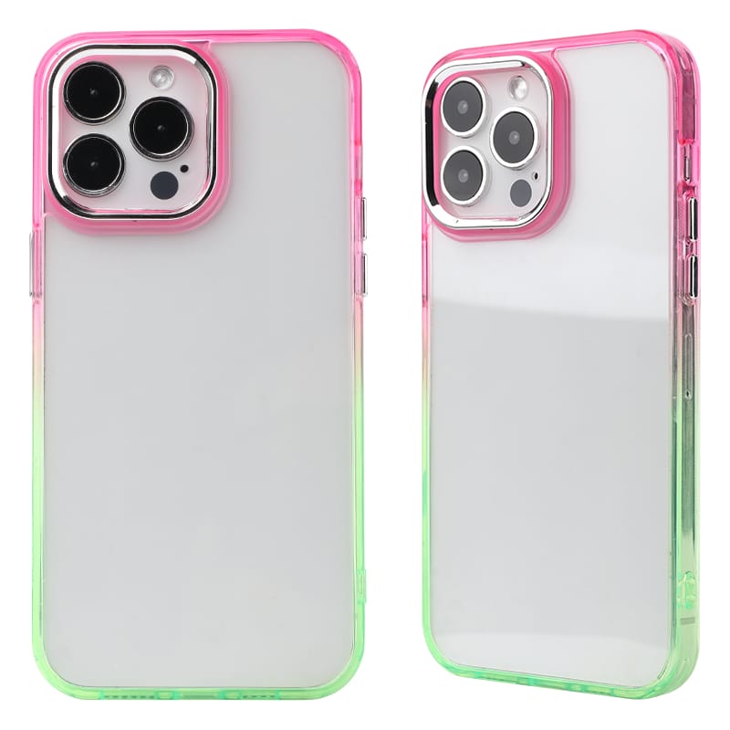TPU + acrylic gradient two-tone large hole silver camera frame Shockproof phone case 4 TPU + acrylic gradient two-tone large hole silver camera frame Shockproof phone case - Image 4