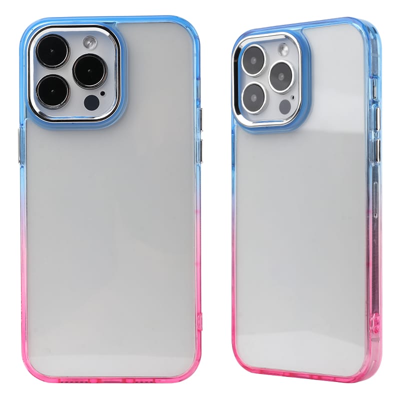 TPU + acrylic gradient two-tone large hole silver camera frame Shockproof phone case 5 TPU + acrylic gradient two-tone large hole silver camera frame Shockproof phone case - Image 5