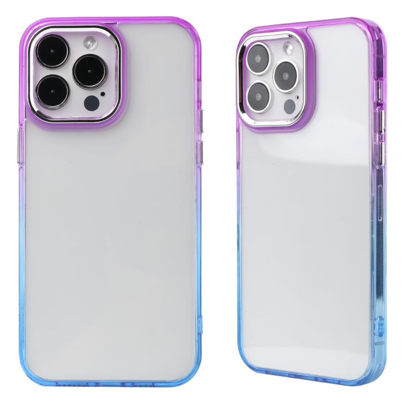 TPU + acrylic gradient two-tone large hole silver camera frame Shockproof phone case 6 TPU + acrylic gradient two-tone large hole silver camera frame Shockproof phone case - Image 6