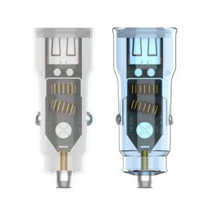 48W PD+QC3.0 Dual Port Ultra-Fast Car Charger Quick Adapter Fully Transparent