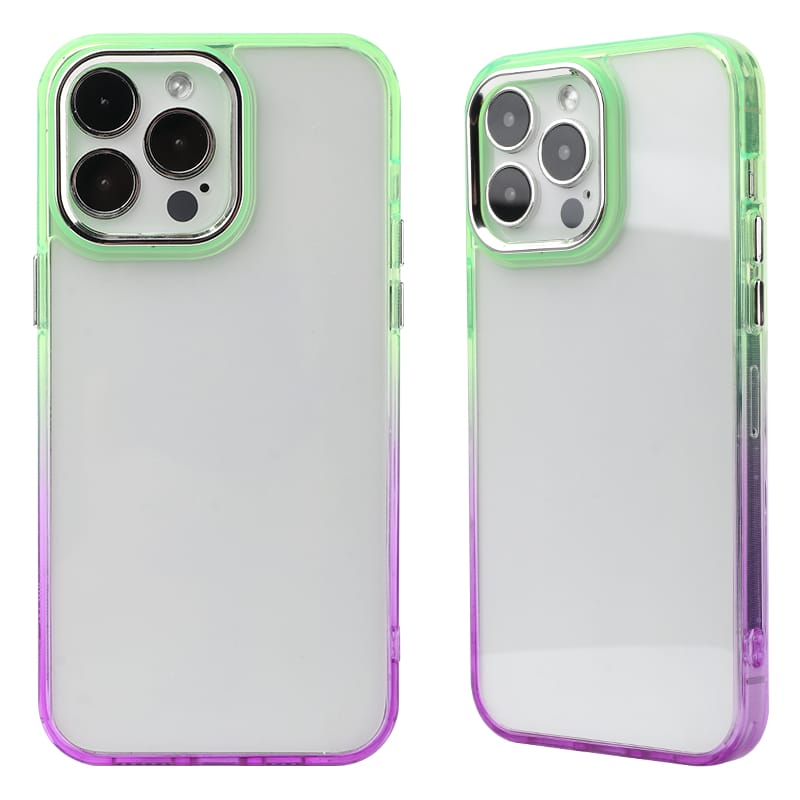 TPU + acrylic gradient two-tone large hole silver camera frame Shockproof phone case 1 TPU + acrylic gradient two-tone large hole silver camera frame Shockproof phone case