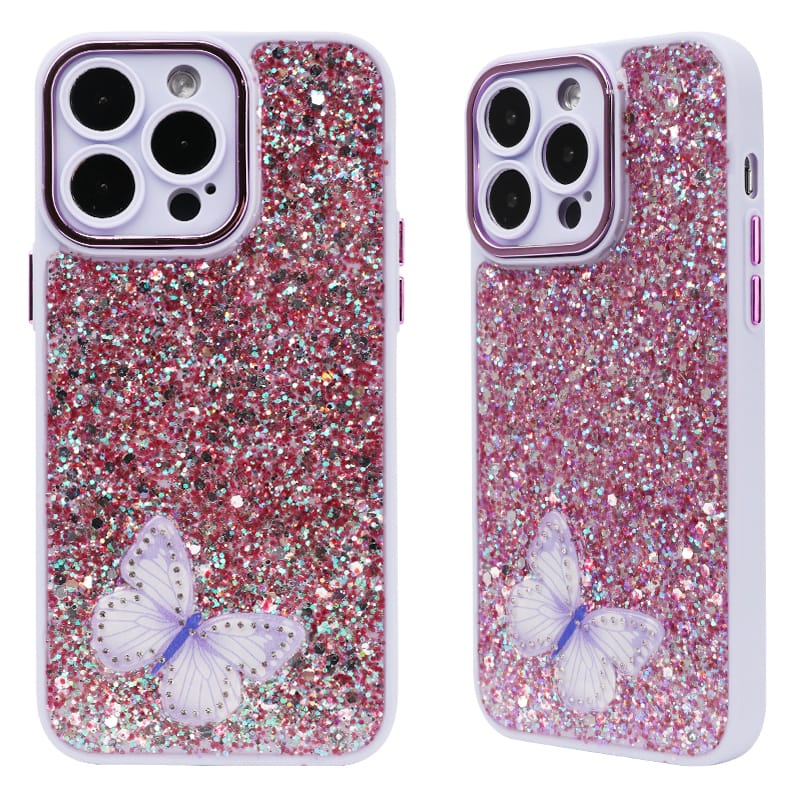 TPU + PC 2 in 1 Precise Hole Heart Epoxy Painted with Accessories Butterfly Phone Case 1 TPU + PC 2 in 1 Precise Hole Heart Epoxy Painted with Accessories Butterfly Phone Case