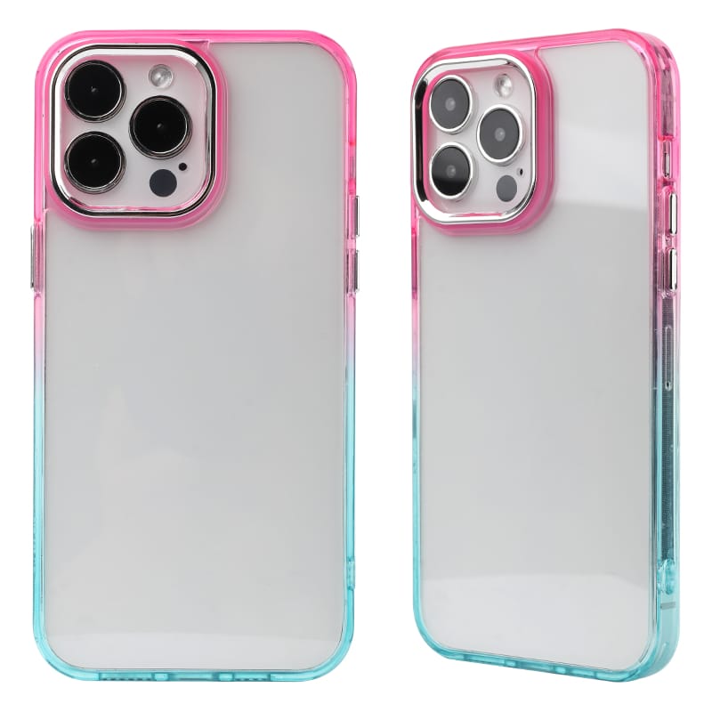 TPU + acrylic gradient two-tone large hole silver camera frame Shockproof phone case 2 TPU + acrylic gradient two-tone large hole silver camera frame Shockproof phone case - Image 2