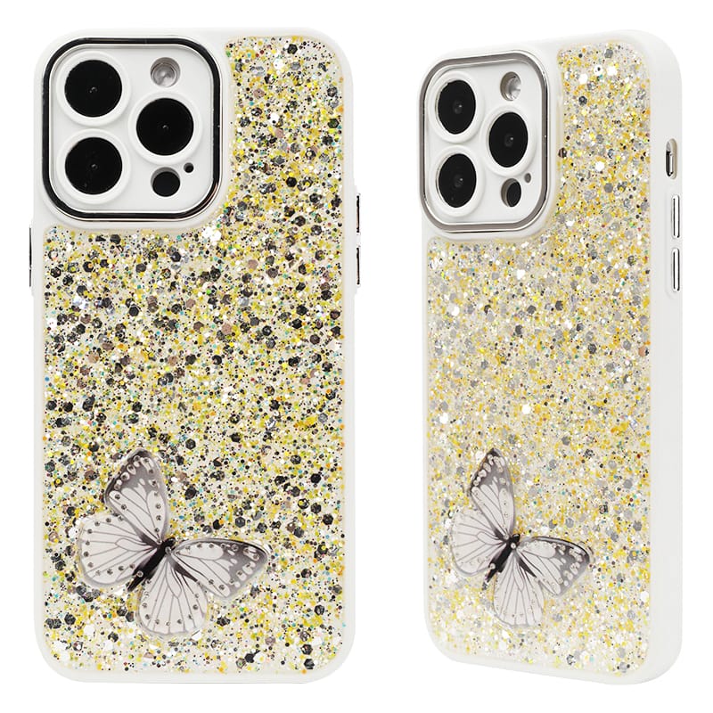 TPU + PC 2 in 1 Precise Hole Heart Epoxy Painted with Accessories Butterfly Phone Case 3 TPU + PC 2 in 1 Precise Hole Heart Epoxy Painted with Accessories Butterfly Phone Case - Image 3