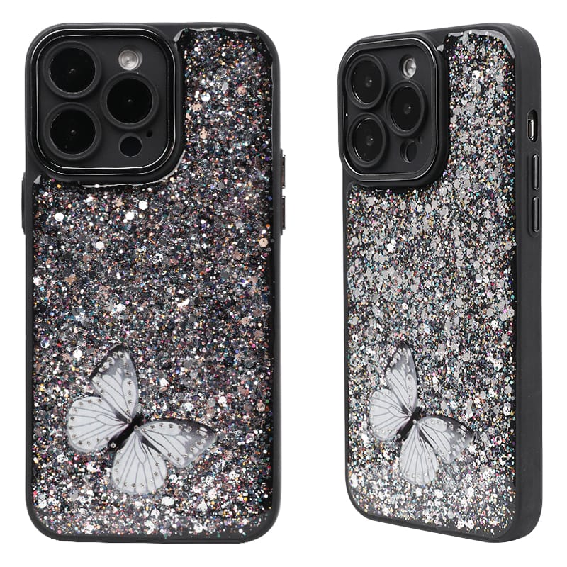 TPU + PC 2 in 1 Precise Hole Heart Epoxy Painted with Accessories Butterfly Phone Case 4 TPU + PC 2 in 1 Precise Hole Heart Epoxy Painted with Accessories Butterfly Phone Case - Image 4