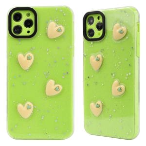 PC+silicon 2 in 1 3D heart pattern decoration design phone case