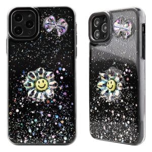Mayoristas PC+silicona 2 en 1 carcasas para teléfonos móviles con diseño de decoración floral con pintura epoxi