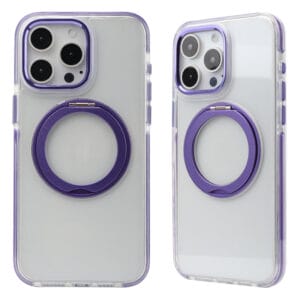 Wholesale mobile phone case factory TPU + PC transparent shockproof protective case with 360°rotatingstand