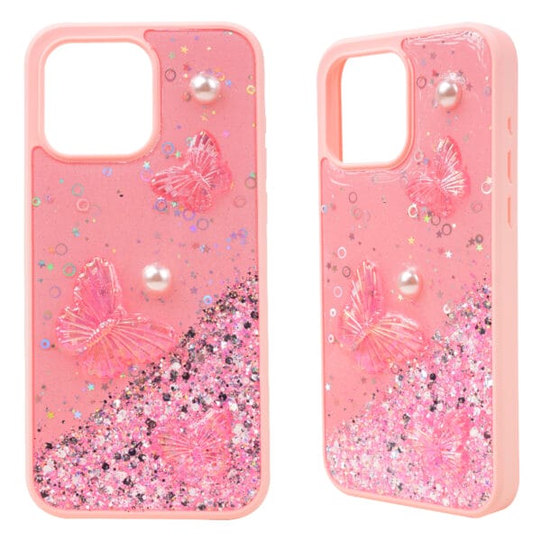 Wholesale Supplier Tpu+Pc 2 in 1 Epoxy Flannel Cover with Butterfly Phone Case