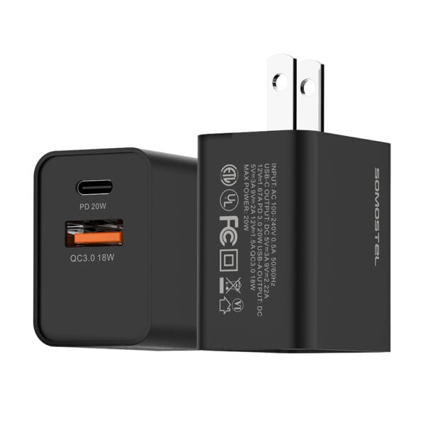 20W Dual Port A+C Portable Fast Charger Etl Ul Certified