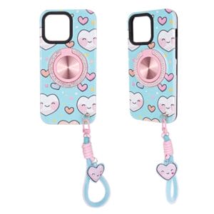 3 in 1 TPU+PC Painted Mobile Phone Case with Diamond Magnetic Holder