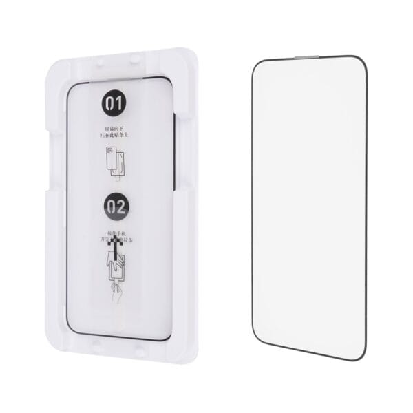 0.33" Aluminum Tempered Glass Screen Protector with Dustproof Case for iPhone 14 PRO