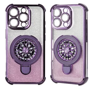 Electroplated TPU Clear Magnetic Case with Spinner Wheel Holder