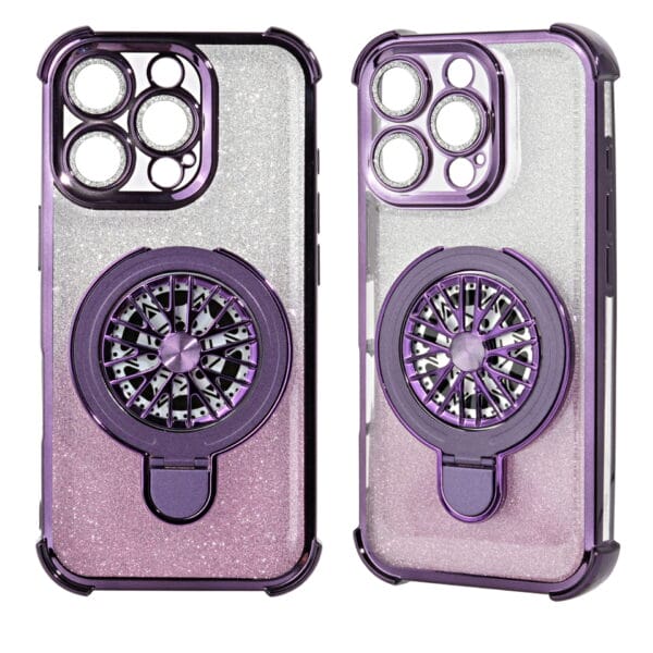 Electroplated TPU Clear Magnetic Case with Spinner Wheel Holder