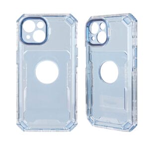 Funda de teléfono transparente de TPU + PC con marco de lente galvanizado