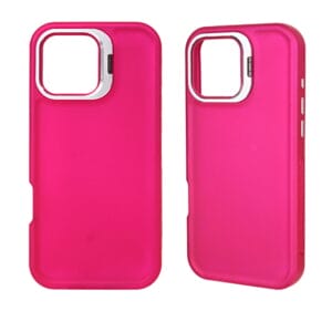 3-in-1 Solid Color Oil Leather TPU+PC Phone Case with Hardware Lens Frame