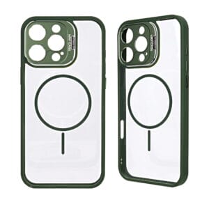 Funda para teléfono de TPU+Acrílico transparente con imán preciso y soporte para lente