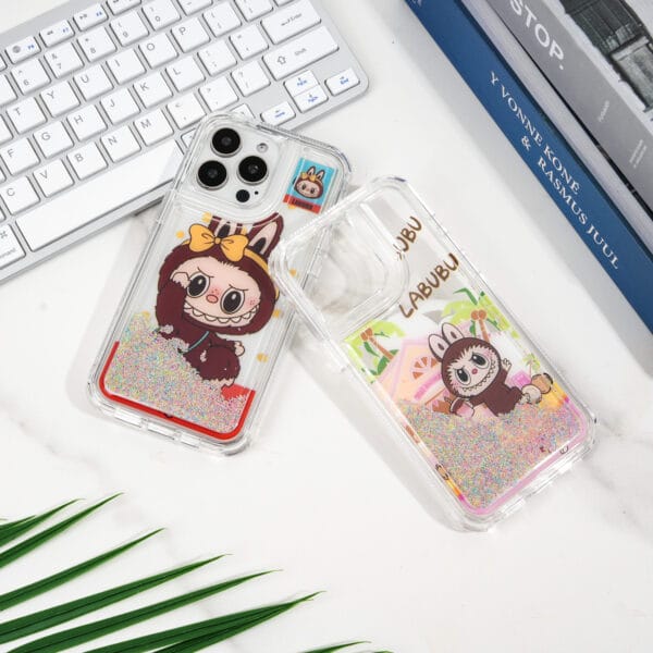 Funda para teléfono translúcida con cuentas secas de arena movediza pintadas de TPU + PC