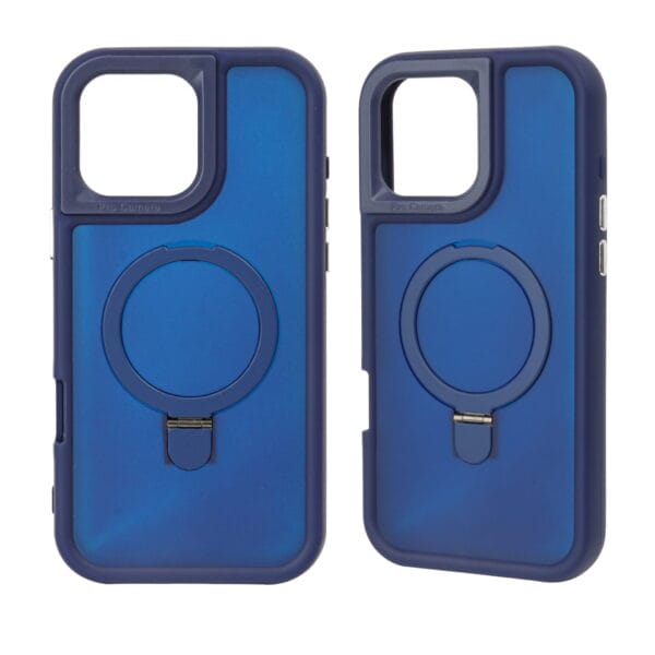 Funda para teléfono móvil 3 en 1 de TPU, PC y acrílico con soporte magnético y diseño de aceite 360°