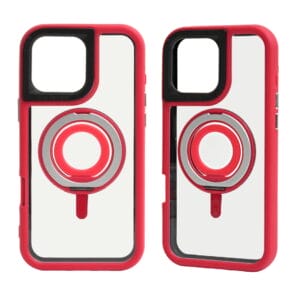 Funda transparente 3 en 1 para teléfono con soporte magnético giratorio de 360 ​​grados