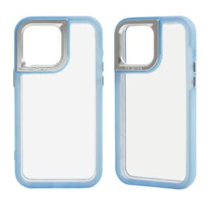 Funda para teléfono móvil 3 en 1 transparente de TPU+PC+Acrílico con marco de lente galvanizado