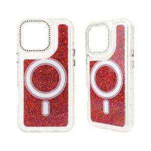 Funda para teléfono de TPU con burbujas, resina epoxi, lentejuelas y anillo magnético.