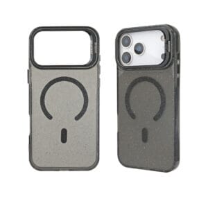 Funda para teléfono de TPU con color integrado, con un anillo de purpurina y cierre magnético.